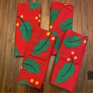 Vintage Eddie Bauer Home Festive Holiday Cloth Napkins - set of 4